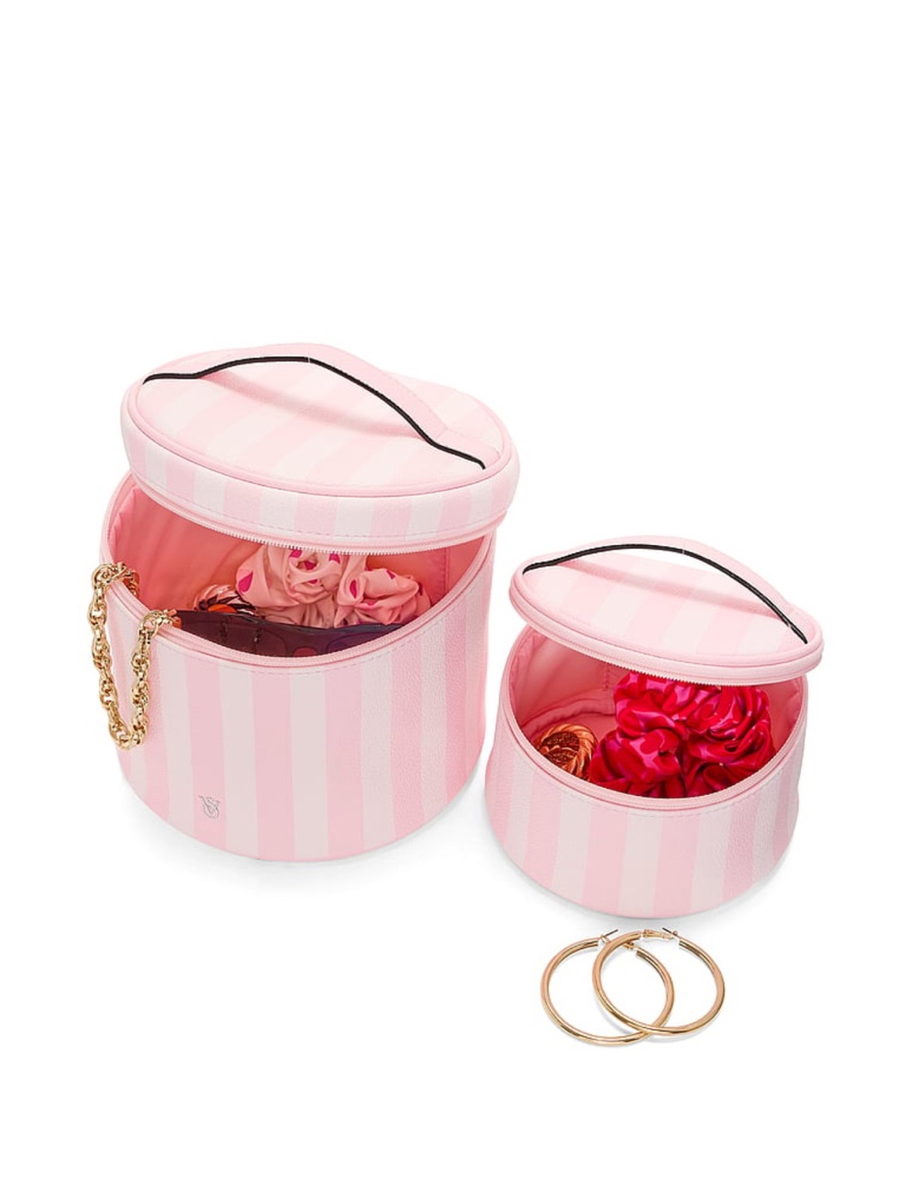 2-Piece Makeup Bag | Victoria's Secret Pink/White Striped Cosmetic Case Bags